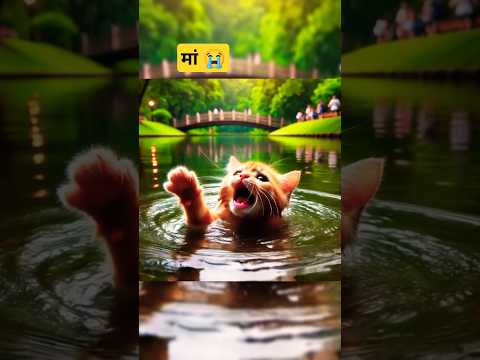 The boy throws the little kitten into the river to die.😱😭#cute #cat #shorts