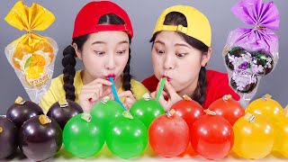 彩虹迷你果冻甜点美食吃播多纳 DONA