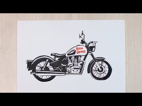 How to Draw a Royal Enfield Motorcycle | Step-by-Step motorcycle Drawing Tutorial for Beginners