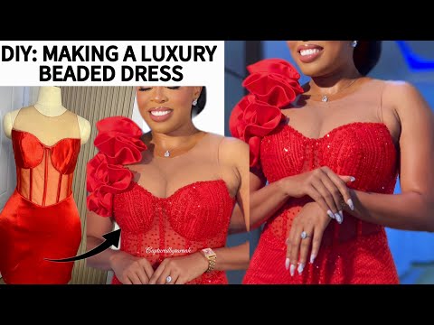How to Make a Luxury Beaded Corset wedding dress with Flounce| Lace Placement | Beading