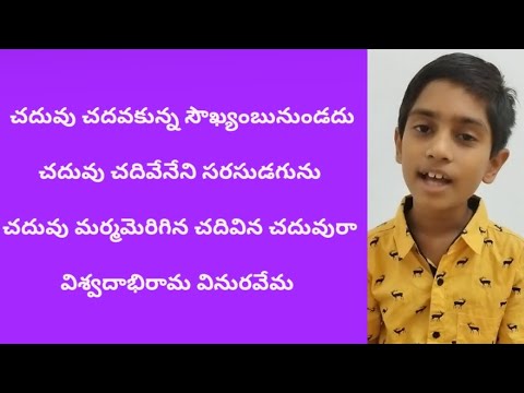 చదువు చదవకున్న సౌఖ్యంబునుండదు తెలుగు పద్యం | Telugu vemana padyalu| Padyalu