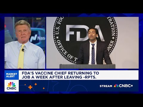 YouTube video thumbnail: FDA's Vaccine Chief Returning to job a Week After Leaving: Report