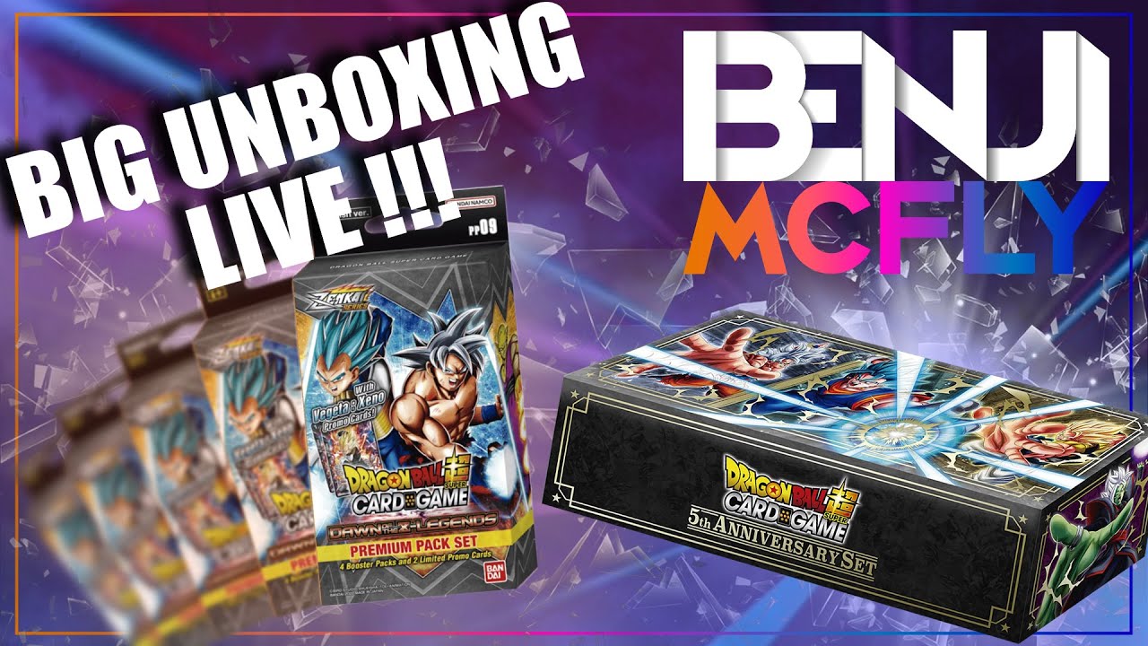 BENJI MCFLY LIVE ! Big Unboxing : Display Premium Pack + Anniversary Box  Dragon Ball Card Game !