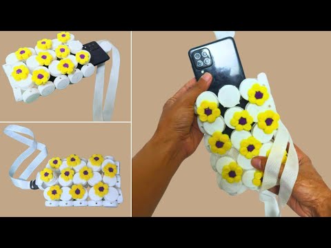 Plastic Bottle Caps Craft Idea || Making Mini Bag From Plastic Bottle Cap || Dompet HP Tutup Botol