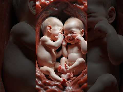 Twin Fetuses Playfully Moving Inside the Womb Realistic 3D Visual #funny #baby #cute #viral #video