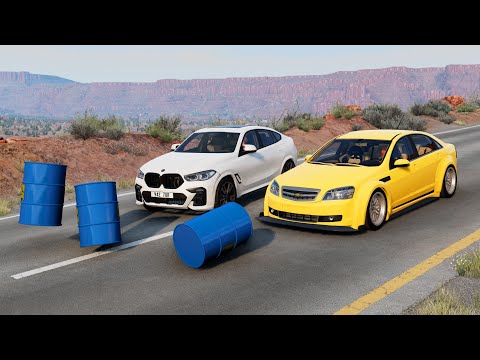 محاكي الحوادث : السيارات ضد البراميل المتفجرة 💥🚙 14# BeamNG drive