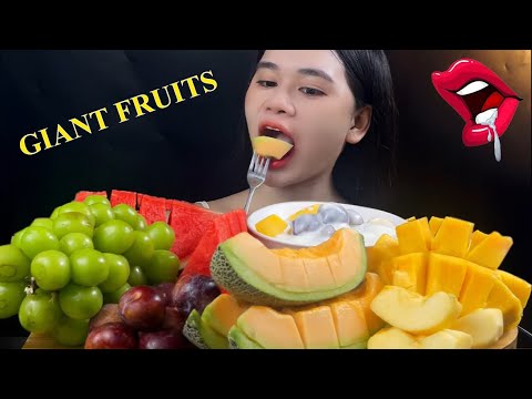 ASMR MUKBANG | GRAPES, APPLES, WATERMELON, MELON, PLUM, MANGO, YOGURT