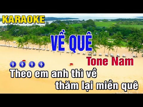Về Quê Karaoke Tone Nam (Dm) Phối Mới | Trung Hiếu Karaoke