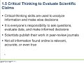 Evaluating Scientific Claims and Information
