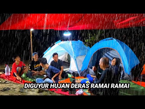 diguyur hujan deras camping ramai ramai & fishing, tidur nyenyak sampai pagi