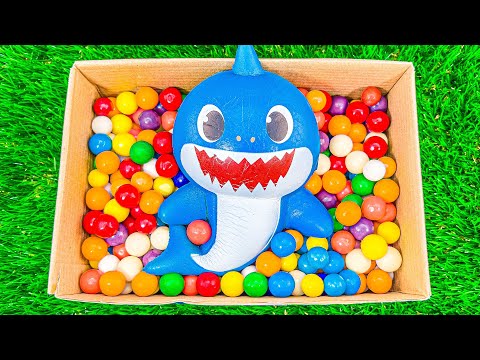 Satisfying Video | Rainbow Gum Balls Mixing in Box with Candy Lollipop & Grid Slime Cutting ASMR