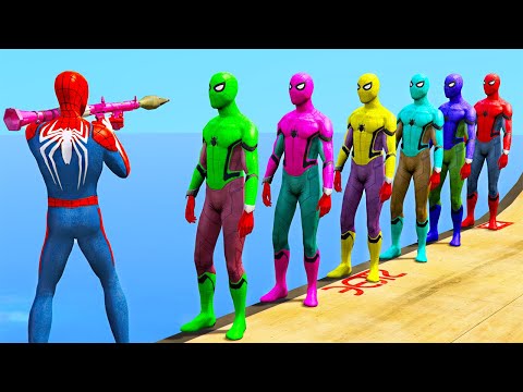 GTA 5 Crazy Ragdolls Red Spiderman VS Green Spiderman VS Black Spiderman [Euphoria Physics & Fails]