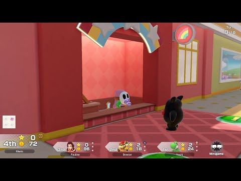 Super Mario Party Jamboree #88 Rainbow Galleria Ninji vs Pauline vs Yoshi vs Bowser