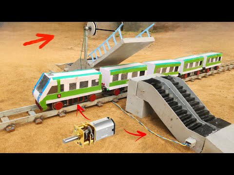 DIY Mini concrete escalator bridge over railway track | Science Project