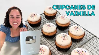 Cupcakes de vainilla con frosting de vainilla (buttercream) fáciles y rápidos