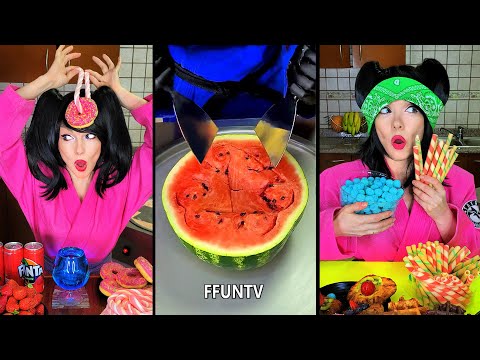 Ice cream challenge! Watermelon vs vanilla cake mukbang