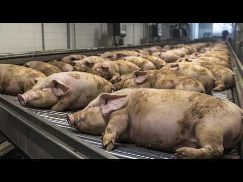 American Farmers Slaughter 353,000 Pigs Every Day This Way - Farming Documentary #processing