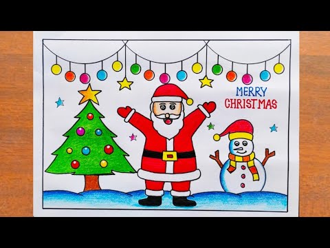 Merry Christmas Drawing Easy/ Santa Claus Drawing/ Christmas Tree Drawing/ Christmas Drawing Easy