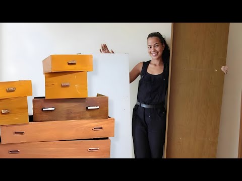 Olha o que fiz com gavetas velhas e portas de guarda-roupa DIY ideias