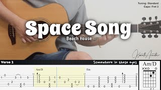 Space Song - Beach House | Fingerstyle Guitar | TAB + Chords + Lyrics