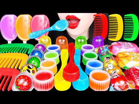 ASMR RAINBOW DESSERTS *FROZEN NIK-L-NIP EDIBLE SPOONS 얼린 닉클립, 먹는 숟가락, 다양 스낵 먹방 EATING SOUNDS MUKBANG