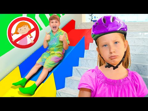 Roma and Friends Stair Slide Adventure Safety and Sharing