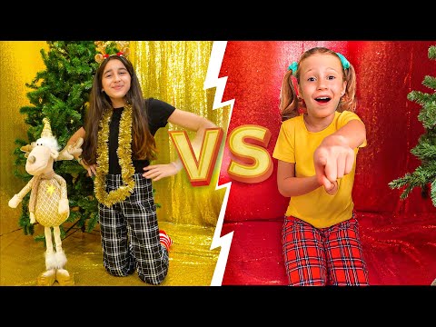 Nastya and Christmas Challenge Red VS Gold Challenge