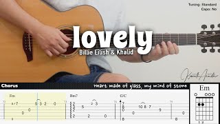 lovely - Billie Eilish & Khalid | Fingerstyle Guitar | TAB + Chords + Lyrics