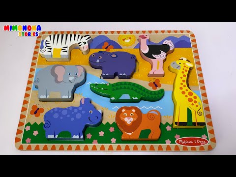 Nombres de Animales del Safari para niños 🐘🦒Safari Puzzle for kids ✨ Mimonona Stories