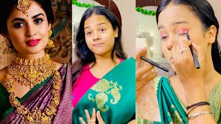 South Indian makeup | makeup step by step makeup tutorial 🥰 saree main muje 1 hours laga 😱