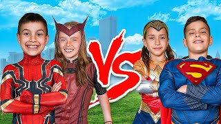 SuperHero Challenge!  Superman, Spider-Man, and Hulk VS Sneaky Villain! | Fun Squad