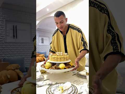 اللحم  معسل بالتفاح على طيبة المالح الحلو 🍏 مع كسكسو سفة 😌 طبق مبتكرة للضيافة المغربية 🇲🇦 #food