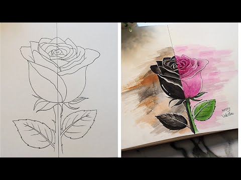 Black Vs Pink 🖤🩷 Rose 🌹/ painting