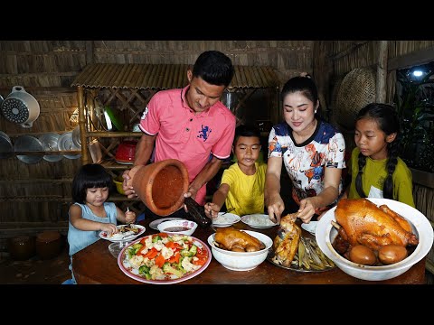 Cook and Eat: Yummy braised chicken and roasted chicken - Mother and children cooking
