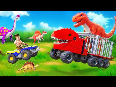 T-Rex & Giant Dino Truck Attack! Jungle Man’s Epic Rescue Adventure Begins 🦖🚛🔥