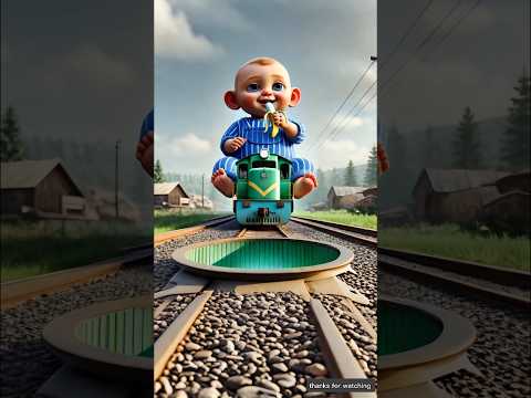Cute baby fell into the ditch in a train accident and was saved by the rescue team 😭 #ai #baby