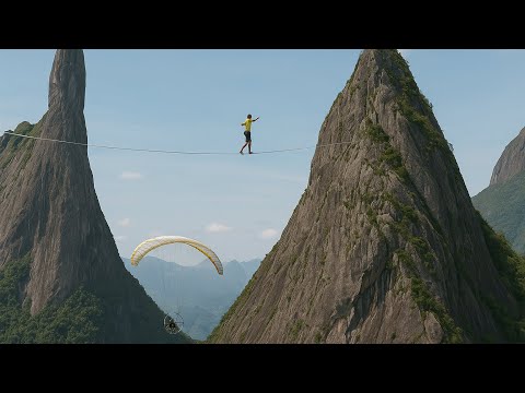 Passei voando por baixo do highline no Dedo de Deus