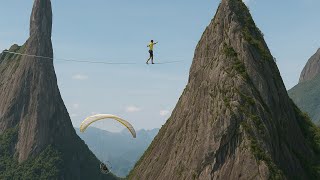 Passei voando por baixo do highline no Dedo de Deus