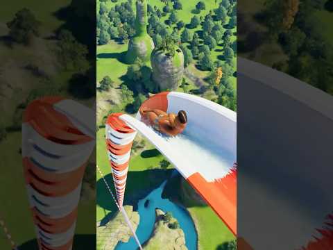 There is No Way I'm Jumping off This Slide! / Planet Coaster 2  #waterslide  #waterpark #shorts