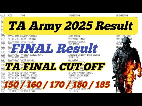 TA Army Result Kab aayega 2025 ll TA Army FINAL Result Result Kab aayega ll TA Army FINAL CUT OFF 😲