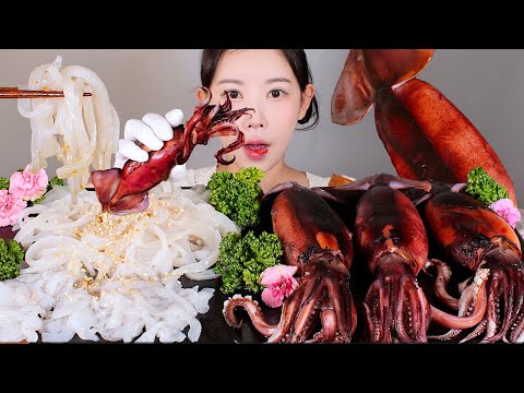 회? 통찜? 난 둘 다..🤤 오징어회 오징어통찜 먹방 raw squid & steamed squid [eating show] mukbang korean food