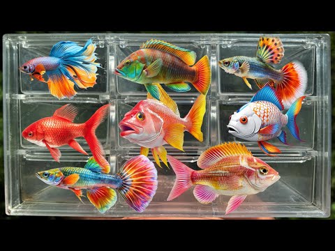 Catch beautiful  aquarium  Stranger fish in small pond Betta Fish, pencil fish, catfish, nemo fish,