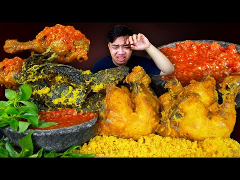 MUKBANG AYAM GORENG KREMES + LELE KREMES COCOL SAMBAL TERASI COBEK LALAPAN MENTAH