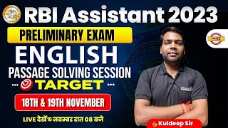 RBI ASSISTANT 2023 / IBPS PO || ENGLISH || Passage Solving Session || BY KULDEEP SIR