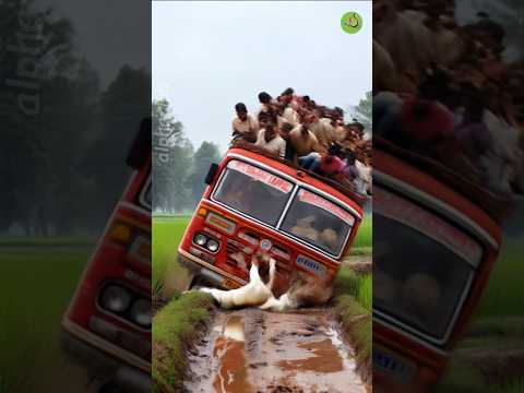 baby foal saved a passenger bus from an accident #humanity #animals #horse