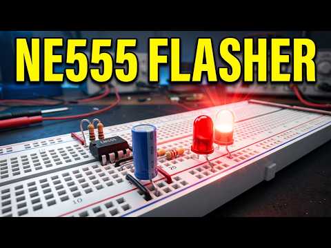 NE555 LED Flasher Circuit in Crumb Simulator | Breadboard Basics