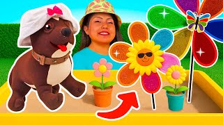 ¡Chocolate es una jardinera! ¡Plantemos flores con ella!
