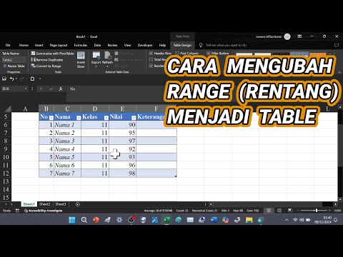 Cara Mengubah Range Manjadi Table di Excel - Tutorial di Laptop