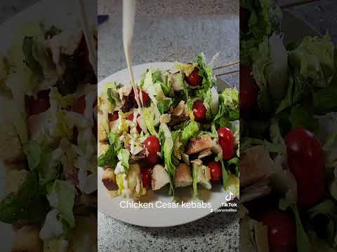 Chicken Cesar 🐔 kebabs! Fun, easy appetizer! #easy #food #foodie #recipe #healthy #shorts