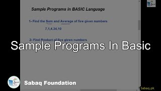 Sample Programs in BASIC